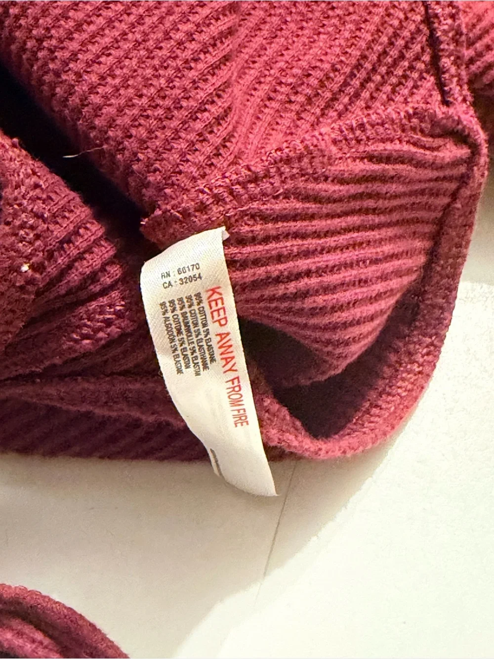 ⁠Intimately Free People Womens XS Burgundy Faux Wrap Ribbed Thermal Bodysuit